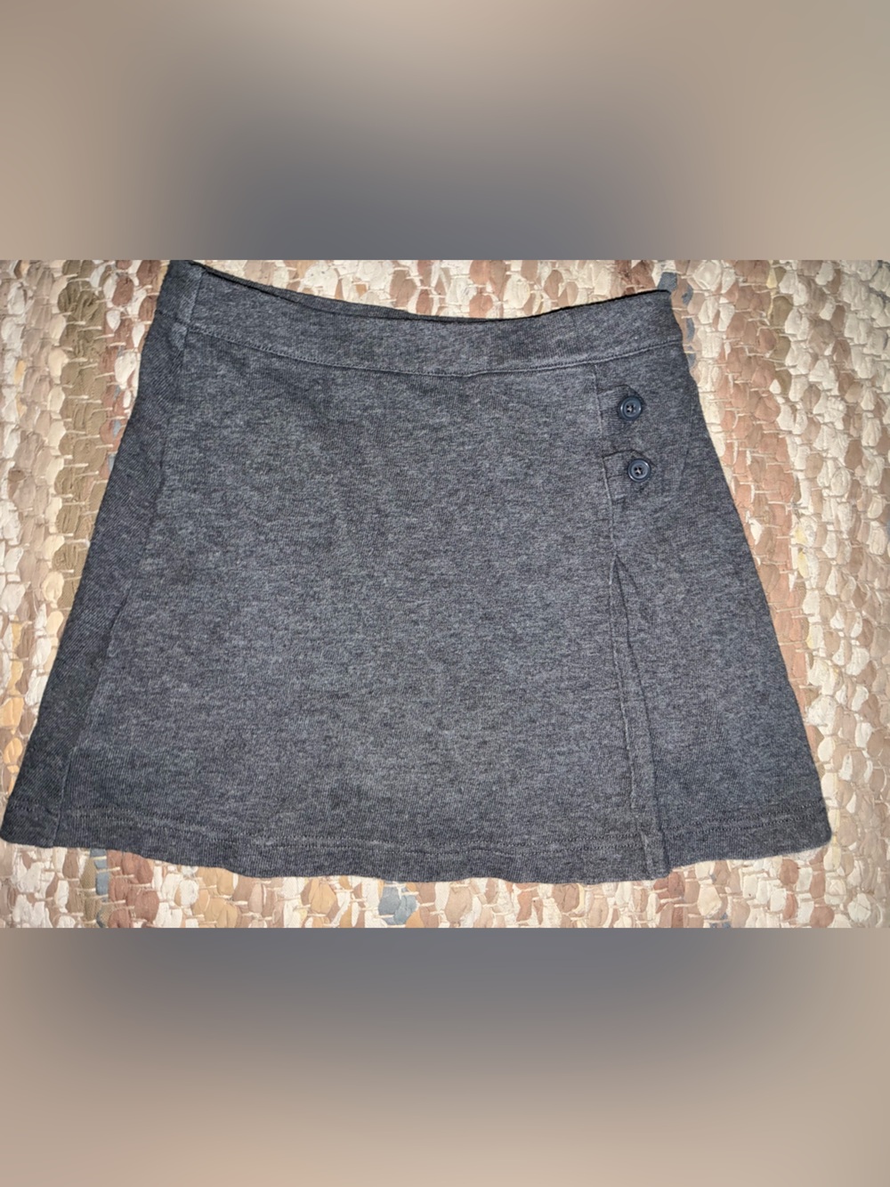 Lands' End Girls' Charcoal Gray Knit Skort with Button Detail